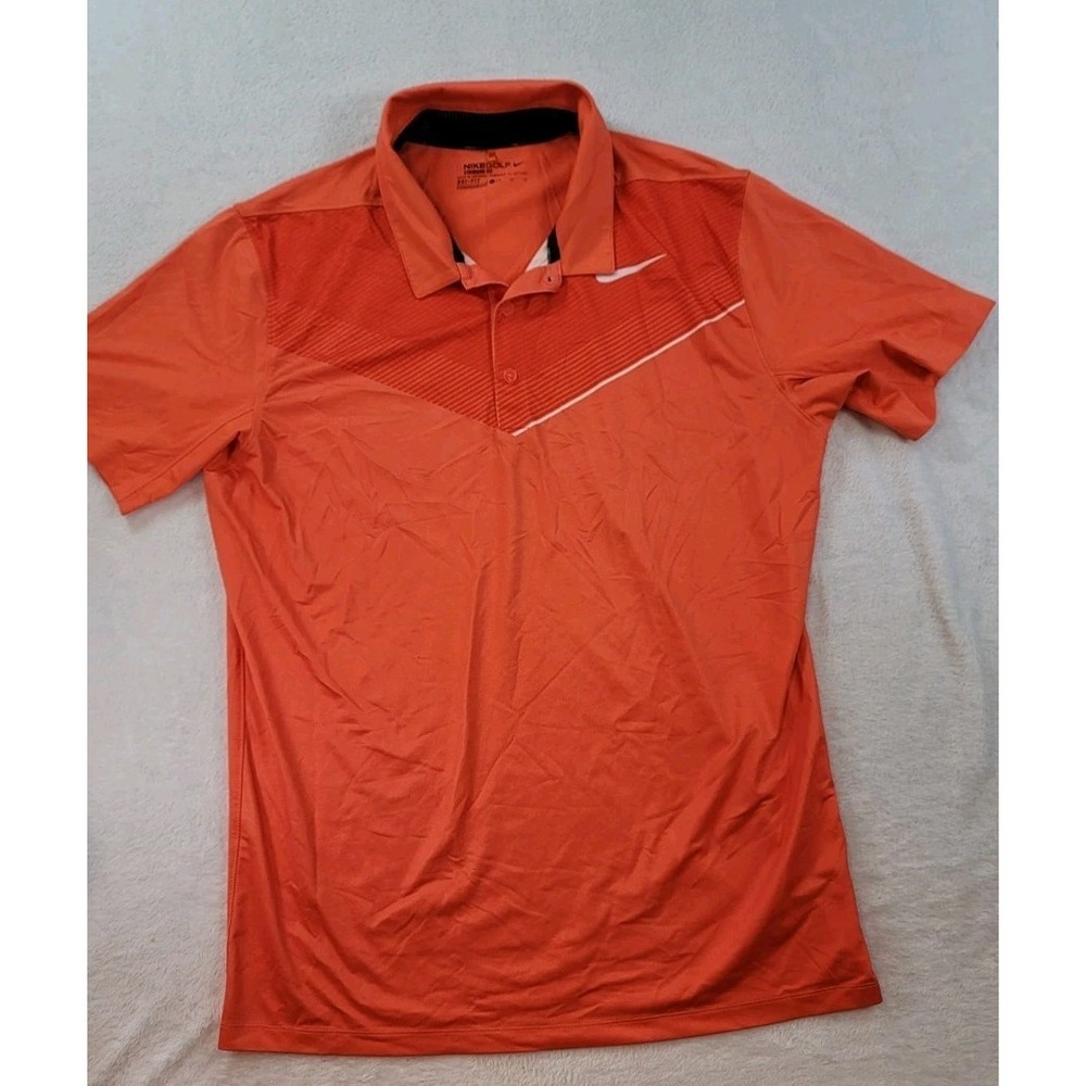 Nike Golf Dri-Fit Men's Size M Standard Fit Golf Polo Shirt Orange Polyester